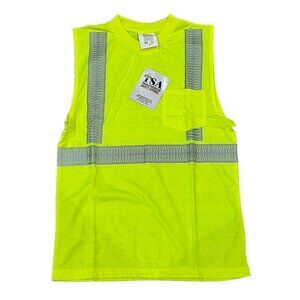 Transportation Safety Apparel Neon Yellow Reflective Sleeveless Shirt Sz M NEW